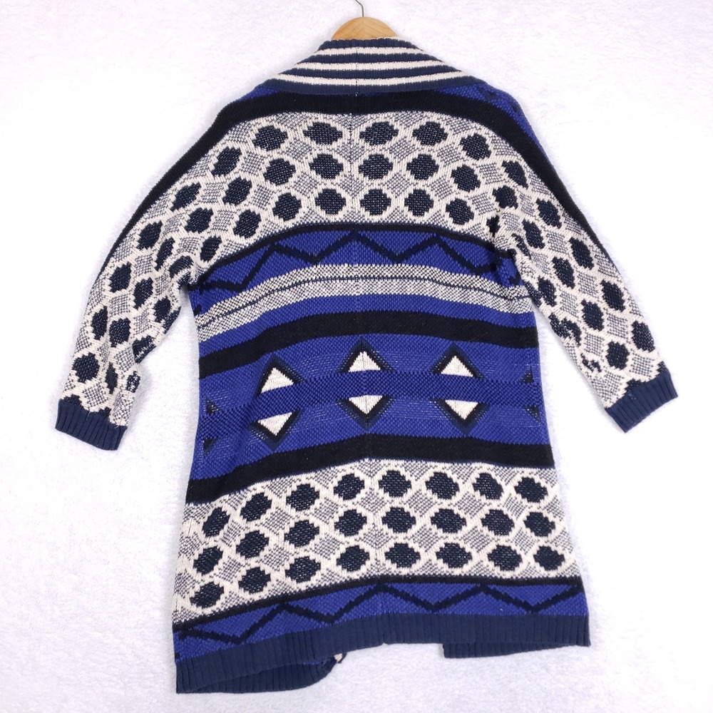 Lucky Brand Cardigan Sweater Womens XS/S Open Front Aztec Southwestern Blue Boho - Picture 6 of 8